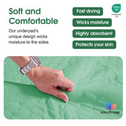 Washable Incontinence Bed Pads, Waterproof Mattress Protector, Water Absorbent Pads, Washable Bed Mats For Incontinence Adults Kids, Elderly, Waterproof Bed Pads 86x137cm Green