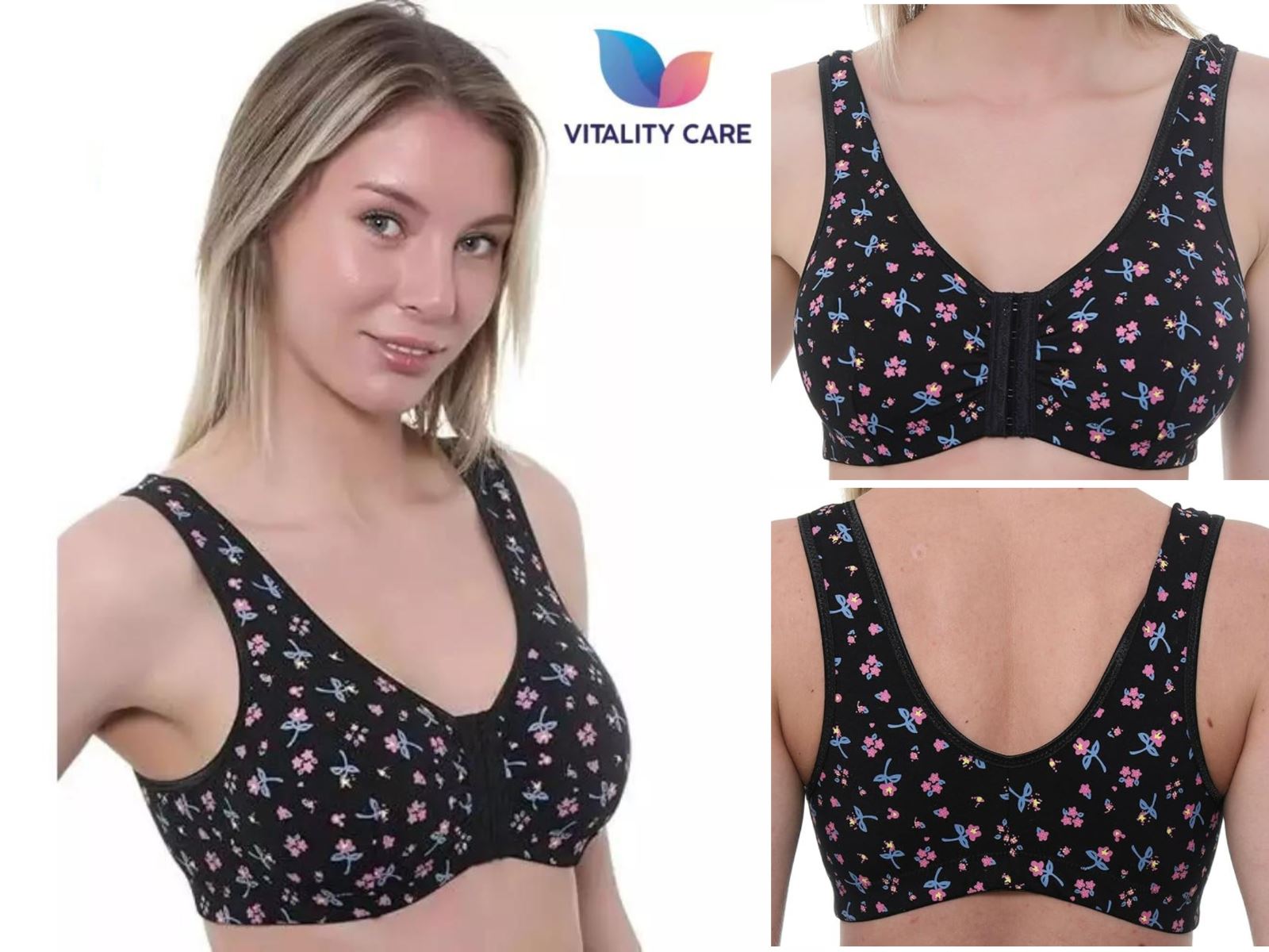 Front Fastening Bra Cotton Lycra Non Wired Soft Stretch Non Padded 34B-48DD New.