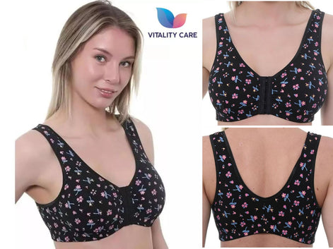 Front Fastening Bra Cotton Lycra Non Wired Soft Stretch Non Padded 34B-48DD New.