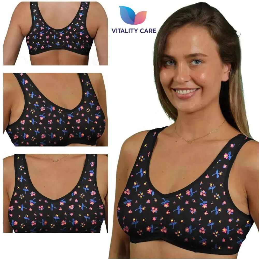 Ladies Cotton Rich Comfort Bra Non Wired Soft Unpadded Pull on Plus Size 34B 48D