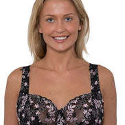 Womens Plus Size Lace Full Coverage Firm Hold Non Padded Underwired Full Cup Bra Black Pink
