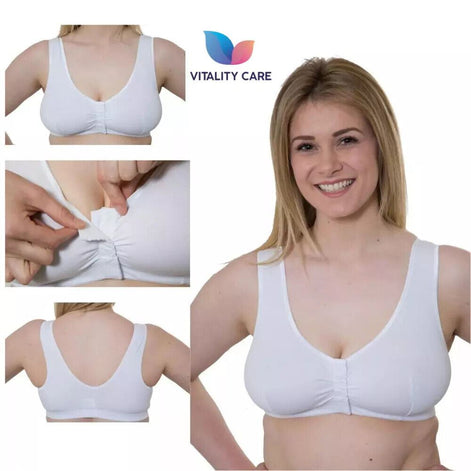 Front Fastening Bra Mastectomy Ladies Non Wired Soft Stretch Uk Size..
