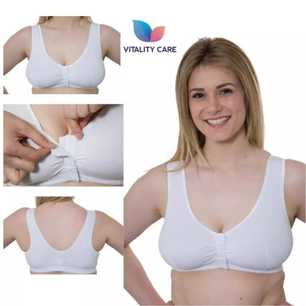Front Fastening Bra Mastectomy Ladies Non Wired Soft Stretch Uk Size..