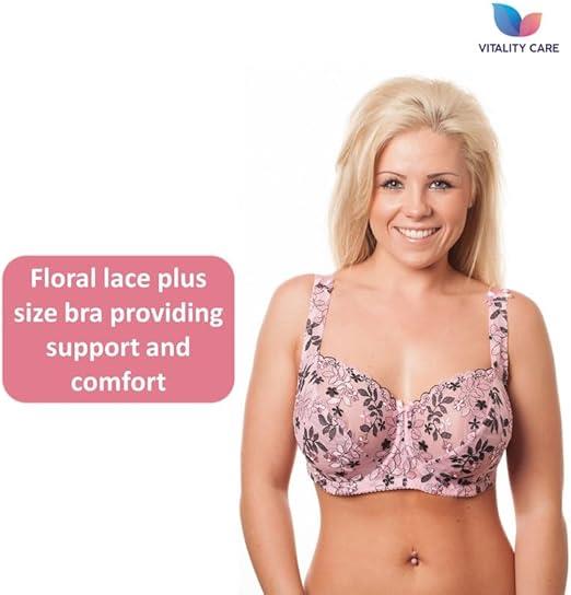 Womens Plus Size Lace Full Coverage Firm Hold Non Padded Underwired Full Cup Bra White
