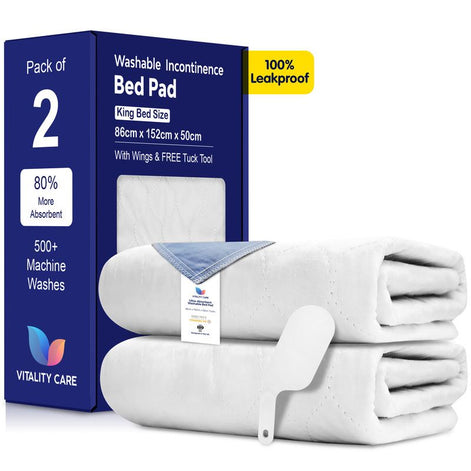 Washable Incontinence King Size Bed Pad, Mattress Protection with Tuck Flaps & Tuck Tool  86 x 152cm