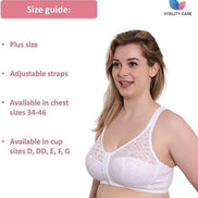 Ladies Front Fastening Firm Support Non Wired Lace Trim Bra Plus Size Uk Cups