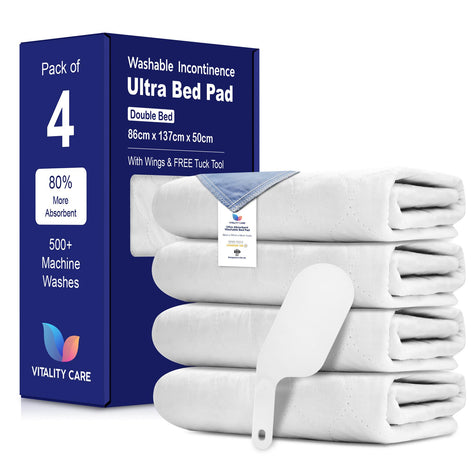 Incontinence Washable Double Bed Size Pads Reusable Tumble Dry Mattress Protection With Tucks  86 x 137cm