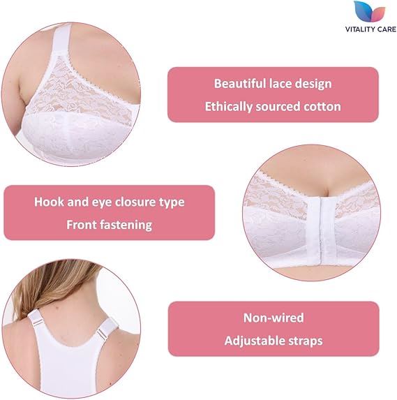 Front Fastening Bra Cotton Rich Ladies Non Wired Firm Support Plus Size Bras, UK