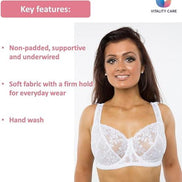 Womens Plus Size Lace Full Coverage Firm Hold Non Padded Underwired Full Cup White
