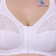 Ladies Front Fastening Firm Support Non Wired Lace Trim Bra Plus Size Uk Cups