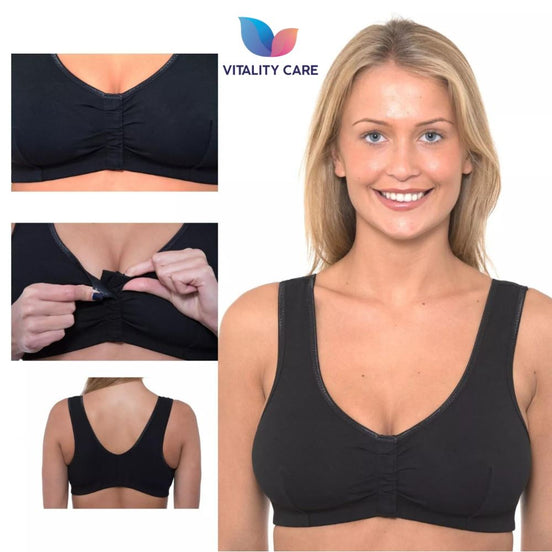 Ladies Front Fastening Bra Self Fastener Non Wired Plus Size Cotton VitalityCare