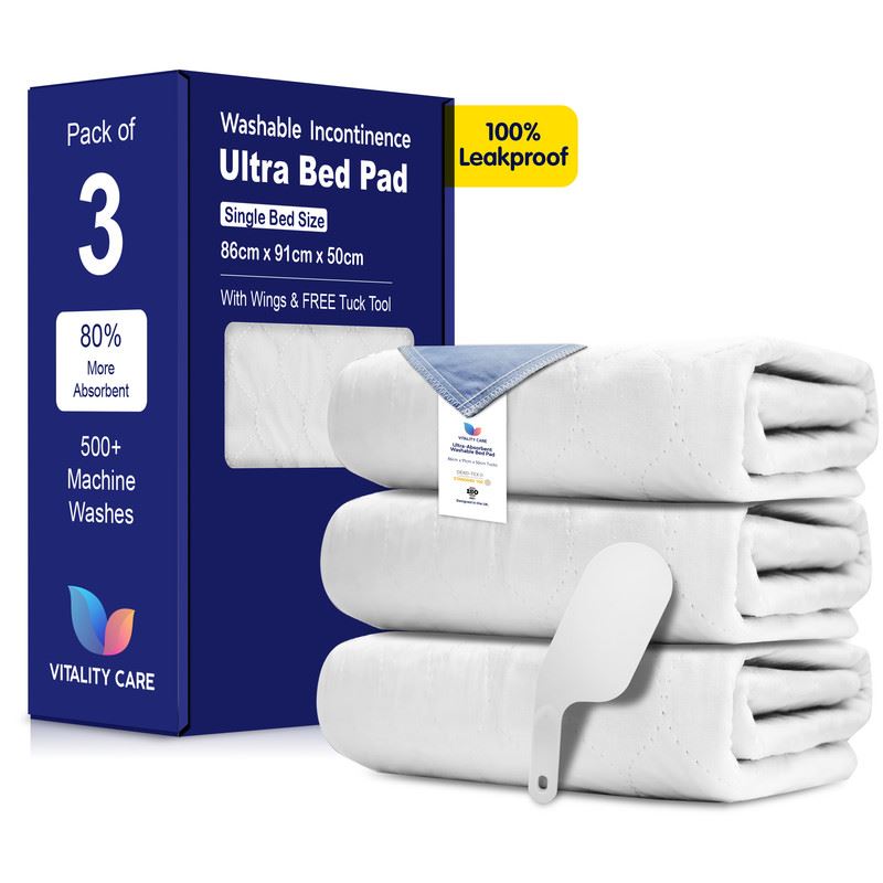 Reusable Single Bed Size Pad Incontinence Washable Pad, Mattress Protection With Tucks 86 x 91cm