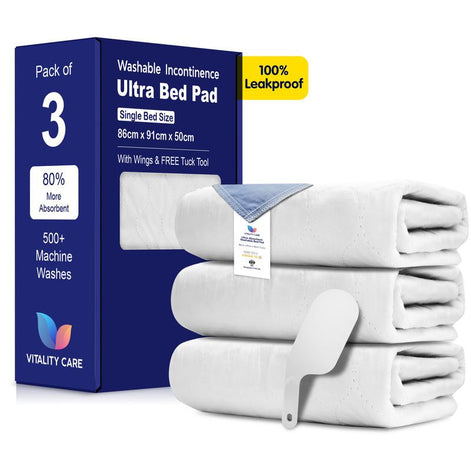 Reusable Single Bed Size Pad Incontinence Washable Pad, Mattress Protection With Tucks 86 x 91cm