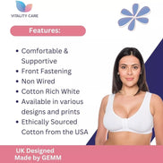 Front Fastening Bra Cotton Rich Ladies Non Wired Non Padded Soft Stretch Uk Size
