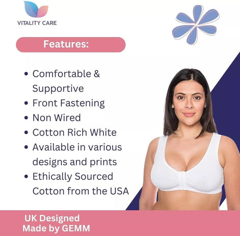 Front Fastening Bra Cotton Rich Ladies Non Wired Non Padded Soft Stretch Uk Size