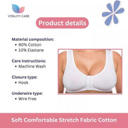 Front Fastening Bra Cotton Rich Ladies Non Wired Non Padded Soft Stretch Uk Size