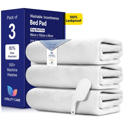 Washable Incontinence King Size Bed Pad, Mattress Protection with Tuck Flaps & Tuck Tool  86 x 152cm
