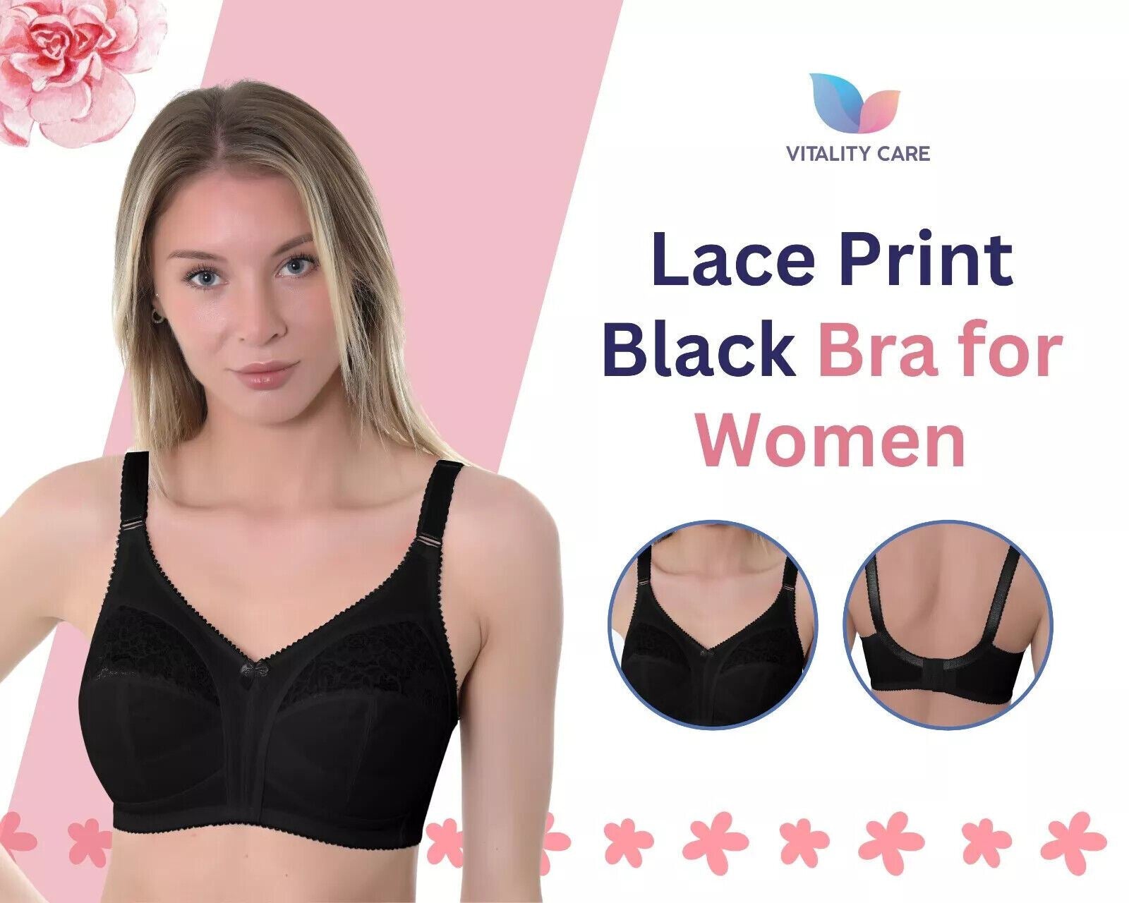Ladies Full Cup Underwired Bra Plus Size Firm Hold Lace Large Non Padded Bra Uk.