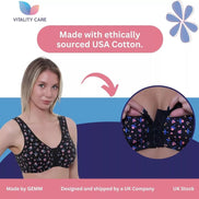 Front Fastening Bra Cotton Lycra Non Wired Soft Stretch Non Padded 34B-48DD New.