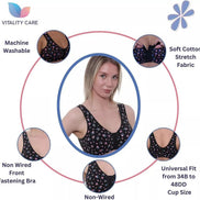 Front Fastening Bra Cotton Lycra Non Wired Soft Stretch Non Padded 34B-48DD New.