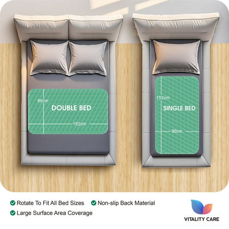 Vitality Care Waterproof Mattress Protector King Size 86x152cm, Washable Incontinence Bed Pad for Adults, Leakproof Absorbent Fabric, Green, 86x152cm Pack