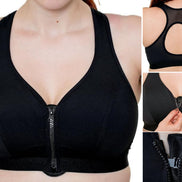Ladies Zip Front Fastening Sports Bra Medium to High Impact Non Wired Comfort UK