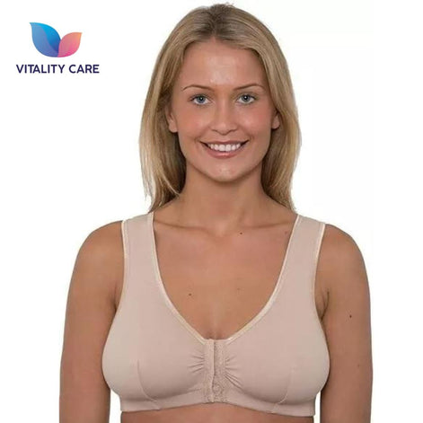 Front Fastening Bra Cotton Rich Ladies Non Wired Non Padded Soft Stretch Uk Size