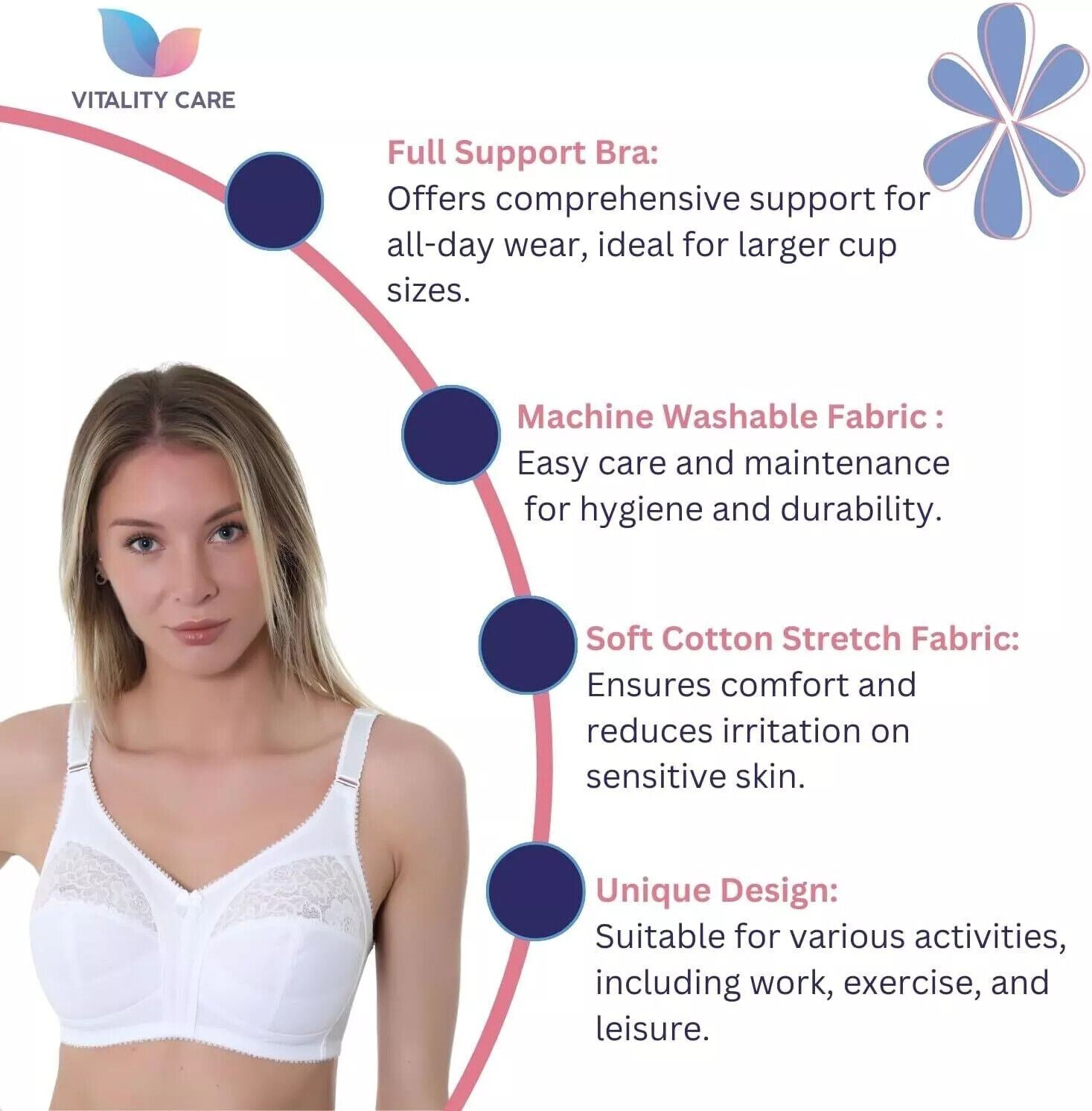 Ladies Full Cup Lace Underwired Bra Plus Size 34-46 D-J Non Padded Lingerie Bra.