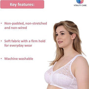 Ladies Front Fastening Firm Support Non Wired Lace Trim Bra Plus Size Uk Cups
