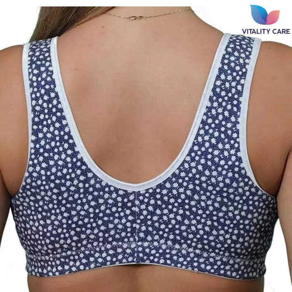 Front Fastening Bra Cotton Rich Ladies Non Wired Non Padded Soft Stretch Uk Size