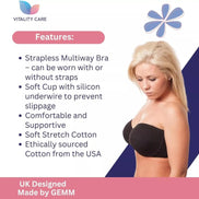 Strapless Bra MultiWay Halterneck Crossover Underwired Bra Black Colour 34A 42DD