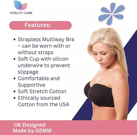 Strapless Bra MultiWay Halterneck Crossover Underwired Bra Black Colour 34A 42DD
