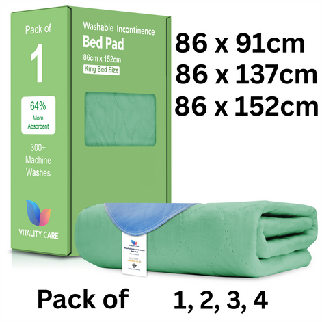 Washable Incontinence Bed Pads, Waterproof Mattress Protector, Water Absorbent Pads, Washable Bed Mats For Incontinence Adults Kids, Elderly, Green