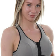 Ladies Sports Bra Zip Front Fastening High Impact Wirefree Workout Gym Bra Zippe