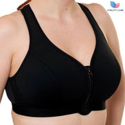 Ladies Zip Front Fastening Sports Bra Medium to High Impact Non Wired Comfort UK