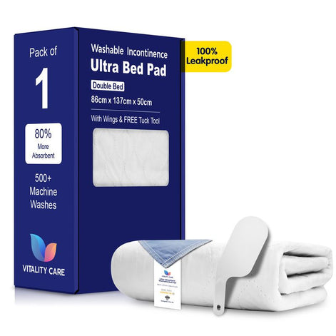 Incontinence Washable Double Bed Size Pads Reusable Tumble Dry Mattress Protection With Tucks  86 x 137cm