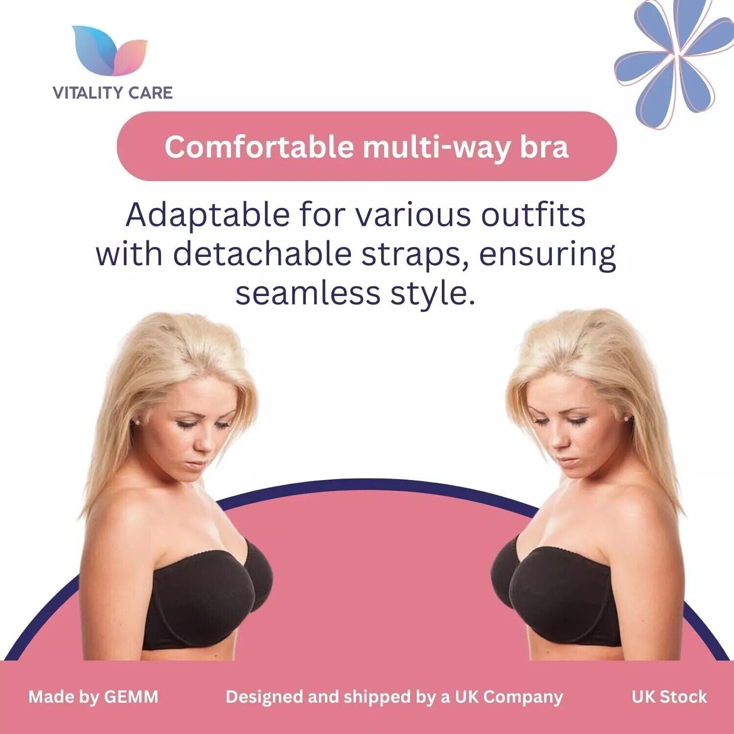 Strapless Bra MultiWay Halterneck Crossover Underwired Bra Black Colour 34A 42DD