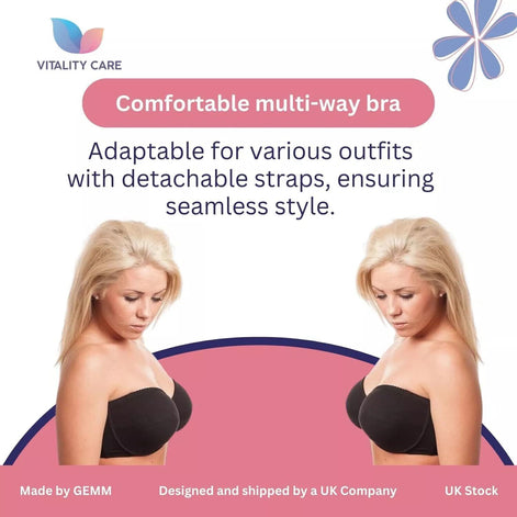 Strapless Bra MultiWay Halterneck Crossover Underwired Bra Black Colour 34A 42DD