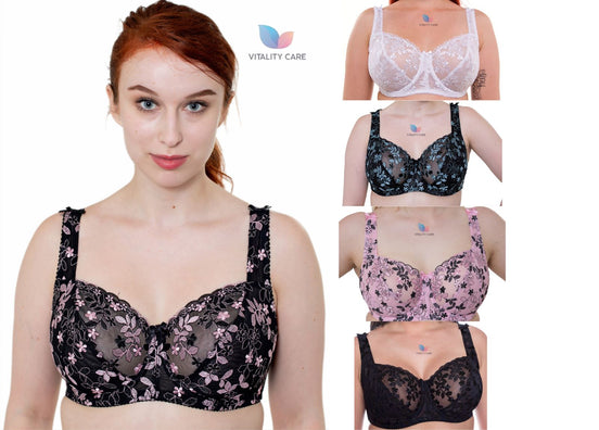 Ladies Full Cup Underwired Bra Plus Size Firm Hold Lace Large Non Padded Uk New