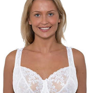 Womens Plus Size Lace Full Coverage Firm Hold Non Padded Underwired Full Cup White