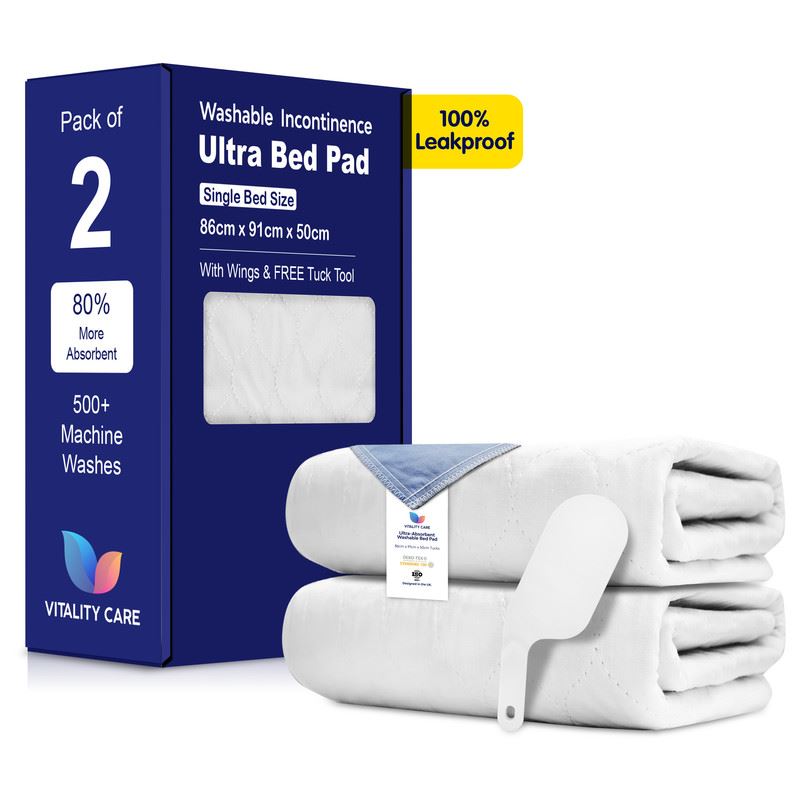 Reusable Single Bed Size Pad Incontinence Washable Pad, Mattress Protection With Tucks 86 x 91cm
