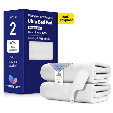 Reusable Single Bed Size Pad Incontinence Washable Pad, Mattress Protection With Tucks 86 x 91cm
