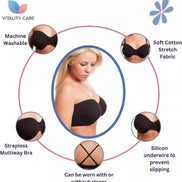 Strapless Bra MultiWay Halterneck Crossover Underwired Bra Black Colour 34A 42DD