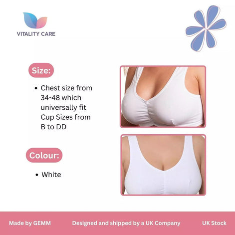 Vitality Care Ladies Full Cup Non Wired Bra Plus Size Firm Hold Large Non Padded Womens Comfort Soft Cotton Pull On Stretch Lycra Sleep Yoga Plus Size Bra UK