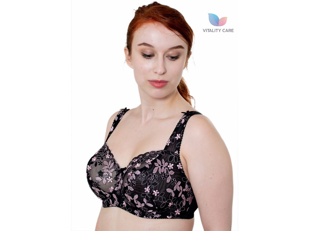 Womens Plus Size Lace Full Coverage Firm Hold Non Padded Underwired Full Cup Bra Black Pink