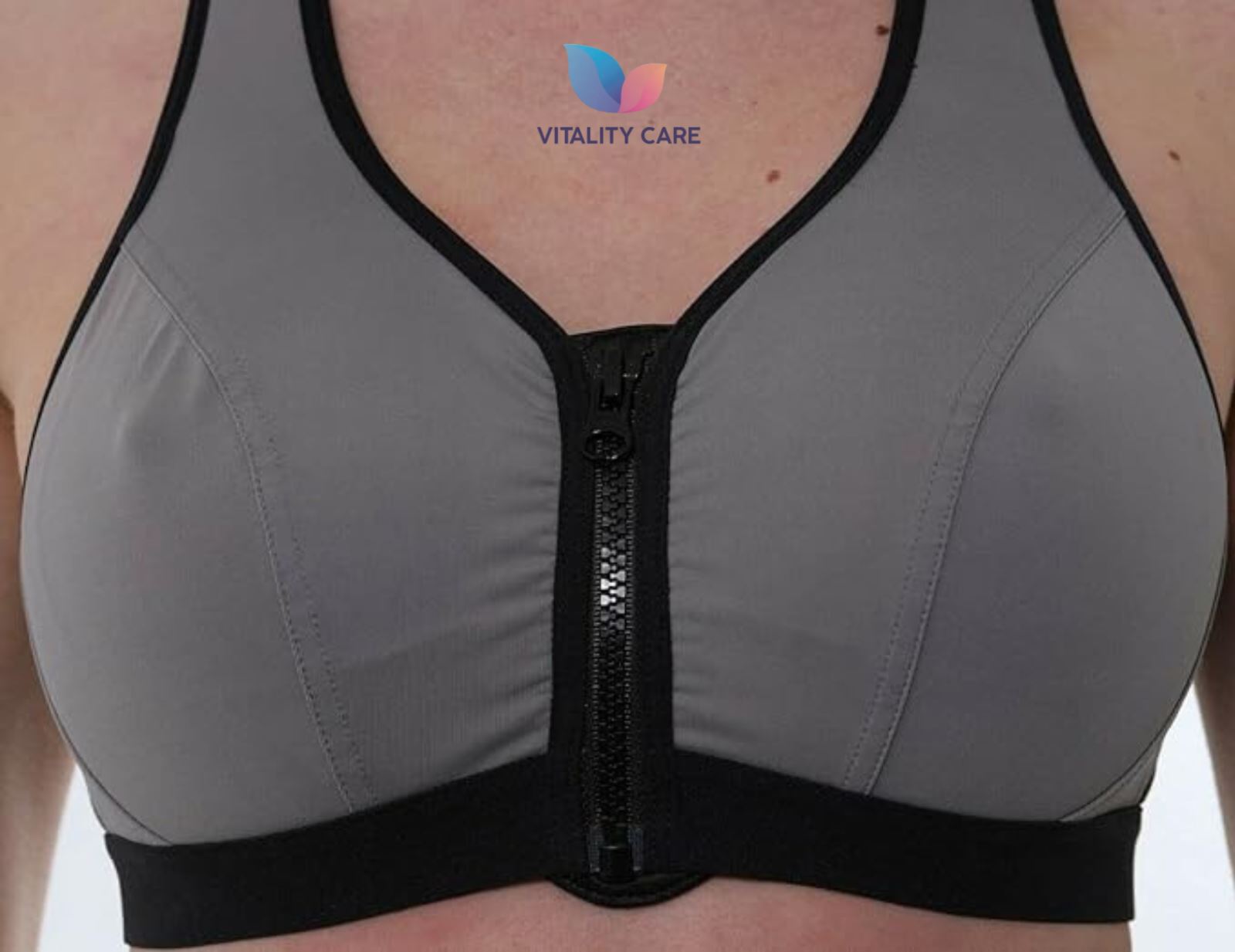 Ladies Sports Bra Zip Front Fastening High Impact Wirefree Workout Gym Bra Zippe