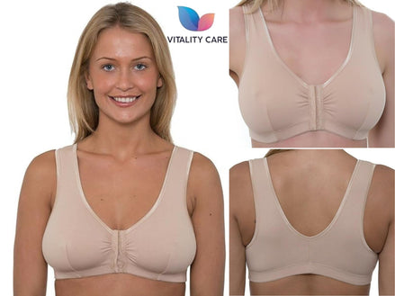Front Fastening Bra Cotton Rich Ladies Non Wired Non Padded Soft Stretch Uk Size