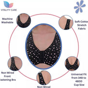 New Ladies Cotton Rich Front Fastening No Pads Wireless Comfort Bra 34