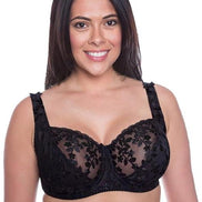 Womens Plus Size Lace Full Coverage Firm Hold Non Padded Underwired Full Cup Bra Black