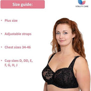Womens Plus Size Lace Full Coverage Firm Hold Non Padded Underwired Full Cup Bra Black